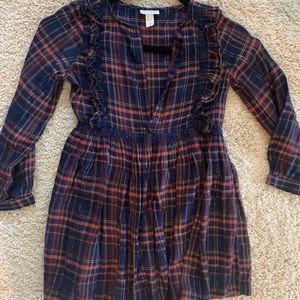 Girls 7/8 Cat & Jack navy & metallic plaid dress